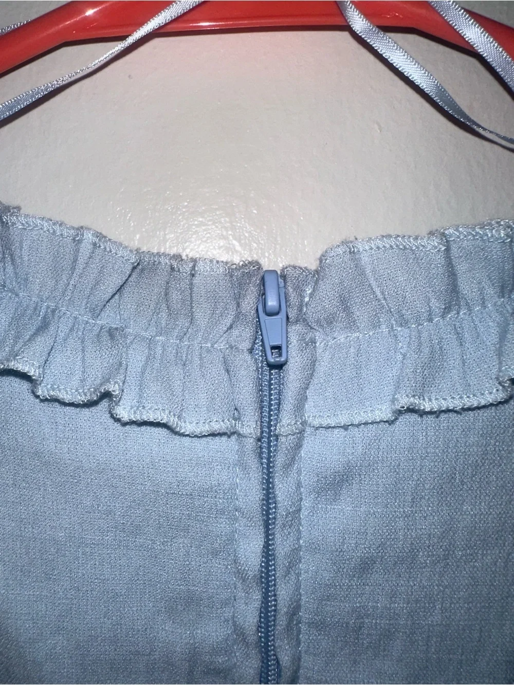 Powder Blue Ruffle V-Neck Mini Dress - Picture 5 of 7